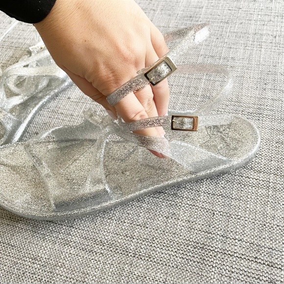 Jimmy Choo Silver Glitter Lance Jelly Shoe Sandal Size EU 41 - Picture 7 of 9
